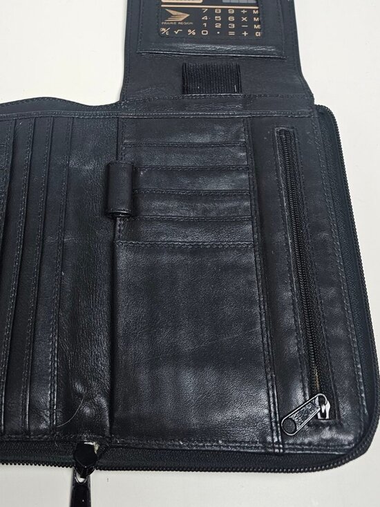 Derek Alexander Black Leather Wallet with Calculator - Picture 1 of 5